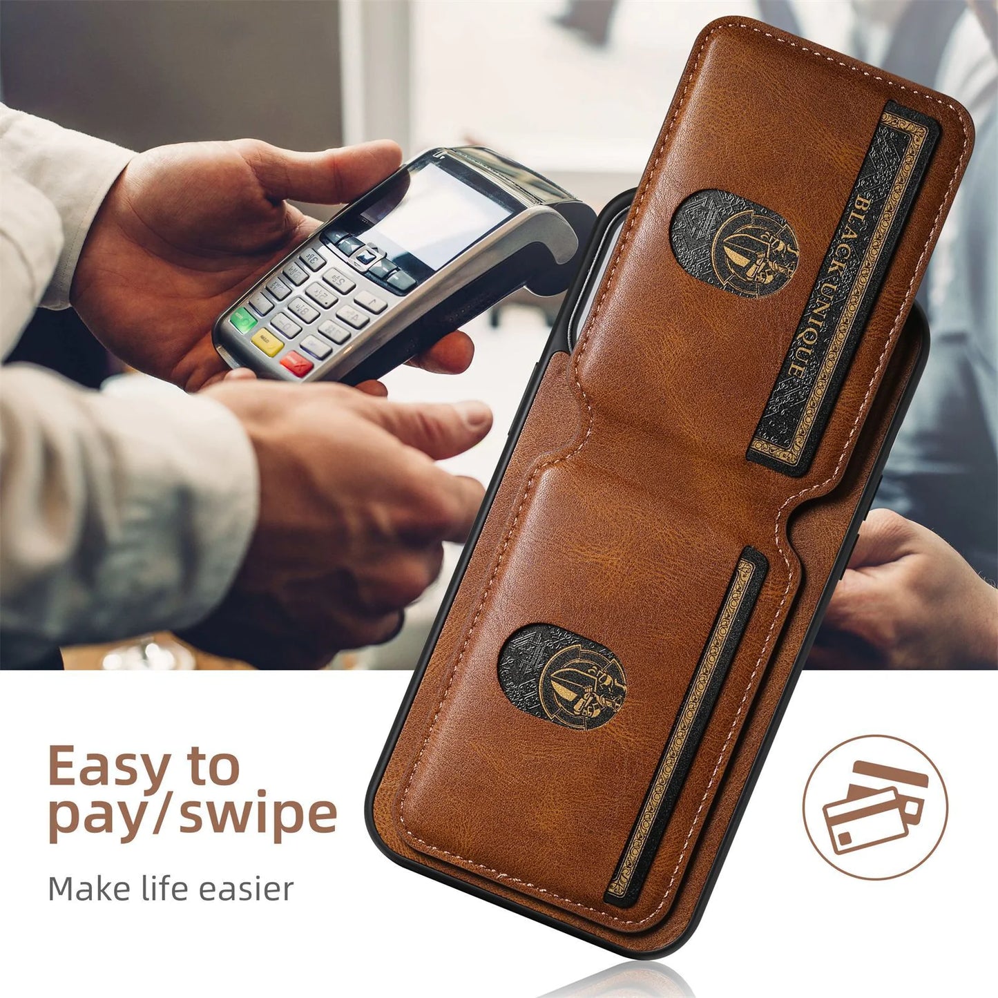 Funda de cuero para teléfono CardGuard